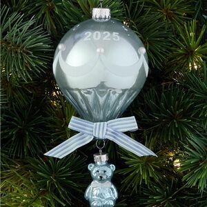 Elegant Silver Balloon Ornament with Bear